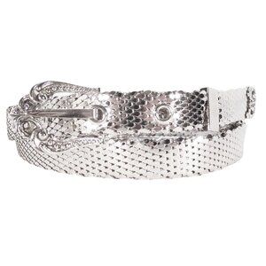 WHITING & DAVIS Vintage MINT Silver Metal Mesh Belt Victorian Buckle XS/S - USA